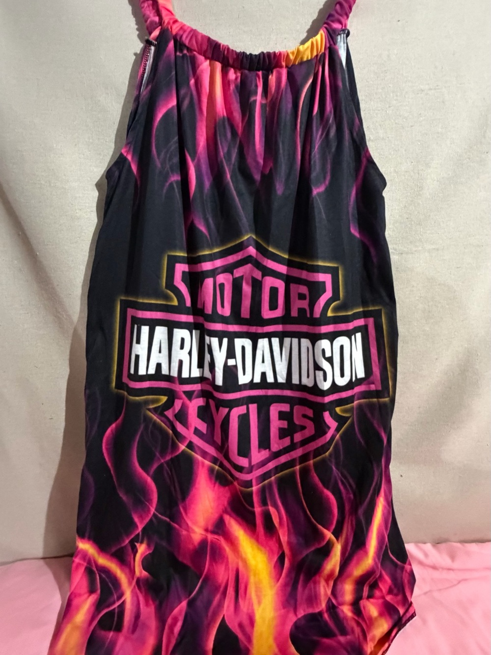 Harley-Davidson women size 2 XL Black sundress w/Pink and Yellow Flame Graphic